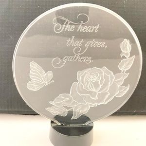 Hallmark Keepsake acrylic engraved butterfly and rose engraved round  acrylic